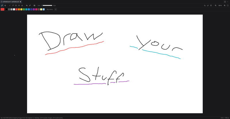 A new board with the toolbar, the color bar and the status bar