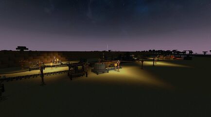 A factory at night