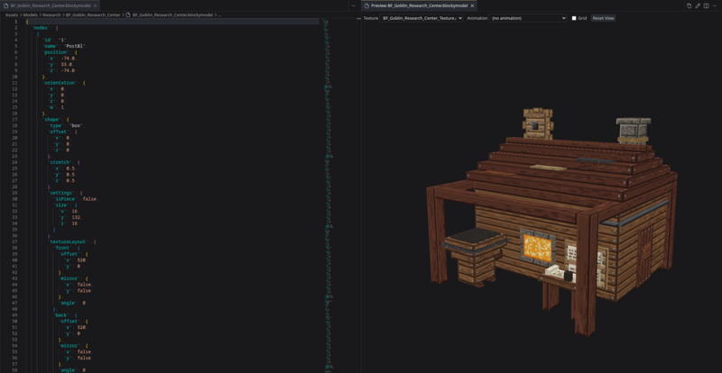 A model in the text editor with the 3D preview beside it